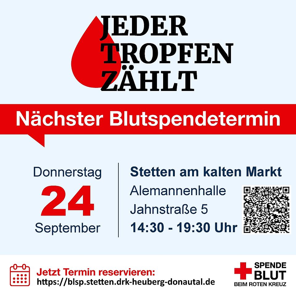 Blutspendetermin am 24. September 2026 Blutspendetermin in Stetten